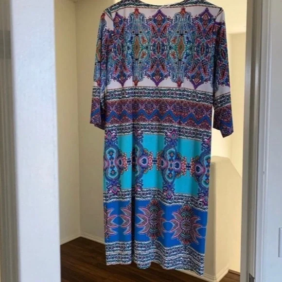 Like new Sandra Darren long sleeve boho groovy shift dress - Picture 9 of 11